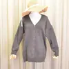 Foto real de cárdigan de punto para mujer de otoño coreano, moderno 2020 nueva moda femenina adelgazante cuello en V tejido abrigo talla grande