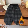Pantalones de Felpa a Cuadros para Niños 2025 Invierno Nuevos Pantalones Casuales para Niños Pantalones Cálidos Sueltos para Niñas Pantalones Versátiles