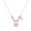 2026 Nuevo Collar de Perlas de Jade con Mariposa Rosa Pequeña Tejido a Mano Diseño de Nicho Cadena Personalizada para Clavícula para Mujeres