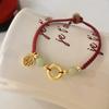 Shajin Ley Antigua Marca Jinfu Cuerda de Mano para Niña Otoño e Invierno Tejido a Mano Pulsera con Hebilla Ping An Pulsera Ajustable Ceremonia de Boda