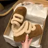 Zapatos Birkenstock de plataforma gruesa para aumentar la altura, de felpa, punta cerrada, para mujer, nuevo estilo 2026, otoño e invierno, pantuflas de algodón para la nieve, estilo perezoso, sin cordones