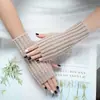 Guantes de Punto Cálidos para Ciclismo Yifan Otoño e Invierno Estilo Coreano Color Puro Lana Elástica Cáñamo Fino Retorcido Guantes Cortos Color Puro
