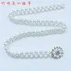 Cadena de Cintura de Perlas Hecha a Mano Estilo Coreano Decoración de Perlas con Pedrería Cinturón Elástico Decoración de Vestido Cinturón Elástico con Perlas para Mujer