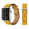 Adequado para Iwatch8 Hermes Pulseira de Couro de Círculo Único Apple Watch7654Se Pulseira de Pulso com Padrão Cruzado Contrastante