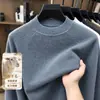 Suéter de Lã Masculino Tongxiang Puyuan Suéter de Gola Redonda Outono e Inverno Textura Waffle Suéter de Tricô Quente para Homens