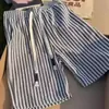 Shorts de Punto Rayados en Blanco y Negro de Moda, Shorts Deportivos Casuales de Verano