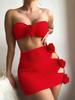 2025 Europa y Estados Unidos comercio exterior transfronterizo Yama top de tubo liso bikini sexy falda de encaje dividida aguas termales flores
