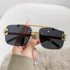 Nuevas gafas de sol estilo aviador de estilo retro con caja de metal y doble haz, estilo europeo y americano, con espejo plano y estilo de celebridades de Internet.