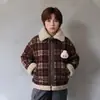 Rantuo Ropa Infantil 2026 Nueva Chaqueta Integrada de Cuero-Piel para Niños Otoño/Invierno, Abrigo de Cuero a Cuadros con Forro Polar, Transfronterizo