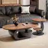 Mesa de centro oval em madeira maciça minimalista, design moderno e simples para sala de estar, apartamento pequeno, estilo antigo, luxo leve, mesa de centro combinada de alta qualidade