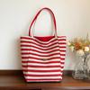 Bolsa de Lona Rayada 2024 Nuevo Estilo Coreano Ins Tote Bolsa Casual de Un Hombro Bolso Tote de Gran Capacidad Venta al por Mayor