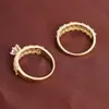 Venta al por mayor transfronteriza de anillos dobles redondos geométricos dulces de circón, conjuntos de anillos de lujo ligero modernos y exquisitos, venta al por mayor del fabricante de joyería