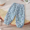 Pantalones de Verano para Niñas Anti-mosquitos Finos Bloomers Florales Moda Casual Sueltos Pantalones hasta el Tobillo Pantalones Frescos de Verano para Aire Acondicionado
