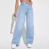 2026 Novo Amazon Aliexpress Transfronteiriço Europeu e Americano Jeans Feminino Cintura Alta Solto Perna Reta Tendência Item Quente