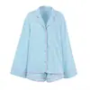 Pijama de algodón puro para mujer, otoño e invierno 2026, conjunto de dos piezas de manga larga y shorts, ropa de estar de estilo ruso color rosa, corte holgado