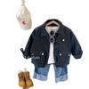 Jaqueta de couro para meninas 2023 outono novas roupas infantis primavera e outono bebê estilo ocidental pequena jaqueta de couro menina jaqueta de couro