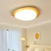 Luminária de teto para quarto estilo vintage, retro americano ultrafina redonda simples com imitação de madeira de nogueira, luz para varanda, luz para quarto principal