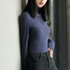 Q Cuello de Terciopelo de Copo de Nieve Camiseta de Cuello Alto Cepillada para Mujer con Forro Polar Ajustado para Otoño e Invierno Camiseta de Manga Larga Nueva