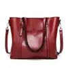 New trendy European and American women's handbag, fashionable oil wax leather tote bag, simple ladies' shoulder bag