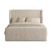 Cama de tela retro francesa para dormitorio principal cama doble de 1,8 m minimalista retro cama individual de 1,5 m