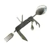 Cuchillo de mesa multifuncional acero inoxidable portátil desmontable camping cuchillo plegable tenedor cuchara exterior multifuncional 6-abridor cuchillo plegable