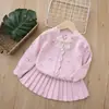 Conjunto de cárdigan para 5 niñas, nueva colección otoño 2025, lindo conjunto de vestido para niñas, conjunto de suéter para niñas