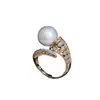Accesorios DIY Anillo de Plata de Ley S925 Elegante Bicolor con Montura para Perla, Montura de Anillo Hecha a Mano Producto Semiacabado 8-11