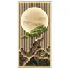Nueva Pintura Decorativa de Entrada de Paisaje Chino Respaldo por Montaña Dorada Pintura de Pared de Entrada Pino de Bienvenida Pasillo con Luces Pintura Colgante