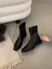 Aumento de altura interna de 6~8~10cm~Novas botas versáteis quadradas de camurça vintage 2025 com salto grosso para aumento de altura e ajuste slim