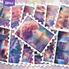 36 Piezas de Pegatinas de Sellos de Cabaña Morado Rosa Soñadoras con Paisajes Atmosféricos para Diario DIY y Decoración de Tarjetas, Venta al por Mayor Transfronteriza