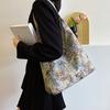 Bolsa Grande Bordada de Grande Capacidade para Mulheres 2026 Nova Moda Bolsa de Ombro Simples Estilo Chinês Color-Blocking Bolsa Tote para o Dia a Dia