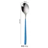 Acero Inoxidable 304 Estilo Coreano Cuchara de Mango Largo Red de Cuchara Roja Cuchara de Comedor Doméstica para Niños Tenedor Cuchara para Postre Occidental
