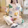 Novos pijamas femininos novo conjunto de manga longa doce fofo plus size casual para casa atacado Feminino