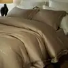 Juego de ropa de cama de cuatro piezas de color sólido, 100 unidades, doble capa, 500 hilos, algodón de fibra larga, tacto de lujo ligero de alta gama, sábana, funda de edredón, algodón puro, ropa de cama de algodón