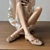 Sapatos Mary Jane 2026 Verão Novos Casuais Sandálias Rasteirinhas Quadradas para Mulheres, Sapatos de Uma Sola Estilo Fada