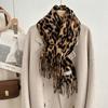 Bufanda Retro de Leopardo Dulce y Fresca de Cachemira Sintética para Mujer, Otoño e Invierno, Cálida y Versátil con Borlas, Estilo Nuevo 2026