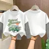 Camiseta de Manga Larga de Algodón Puro para Niños Otoño 2026 Holgada Versátil Cuello Redondo para Niños con Diseño Falso de Dos Piezas