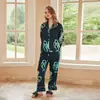 [Pulpo Negro] Pijama para Mujer Primavera y Otoño Seda de Hielo Manga Larga 2025 Nuevo Ropa de Casa de Alta Gama Traje de Otoño