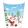 Mm027 Año Nuevo Navidad Fiesta de Nochevieja Fiesta Festiva Banner 8 Personas Juego de 4 Piezas Plato de Papel Servilleta Vaso de Papel