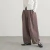Calça Cropped Lisa Casual Simples Estilo Japonês e Coreano Transfronteiriça para Mulheres, Calça Harem Moda Vintage Outono, Modelagem Solta Tamanho Plus Calça de Pernas Largas