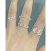 1075 Estilo K Ins Diseño de Lujo Accesible de Nicho Versátil Anillo de Corazón Calado Plata Brillante Plata de Ley S925 Anillo para Mujer