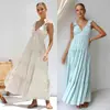 Vestido de Playa Vacacional Sexy de Algodón y Lino sin Mangas de Color Sólido con Tirantes de Encaje, Cuello en V, Transfronterizo Europeo y Americano, Primavera/Verano 2026