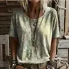 Camiseta de manga corta con cuello redondo para mujer talla grande de Amazon, con estampado digital 3D, moderna y casual, prenda básica versátil