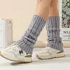 Calcetines de felpa Calentadores de piernas JK Media pantorrilla Otoño Invierno Calentadores de piernas de punto Nuevos Simples para mujer Calcetines moldeadores de pantorrilla Chica picante