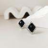 Accesorios de Invierno Lujo Accesible Pendientes de Hebilla de Oreja de Plata S925 Pendientes Elegantes para Mujer Pendientes de Diamante Negro Estilo Nuevo