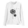 Sudadera Holgada Estampada de Primavera 2023 Cuello Redondo Manga Larga de Algodón Base Fresca Dulce Manga Larga Negra