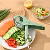 Rebanador de Frutas y Verduras - Cortador de Verduras para Ensaladas con Hoja Afilada de Acero Inoxidable, Operación de un Solo Pulsador, ABS de Grado Alimenticio, Mango Ergonómico, Antiadherente - para Huevos, Fresas, Kiwi, Champiñones - 2 Colores