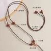 Cristal Branco Natural Vermelho do Sul Corda de Colar Simples Corda com Pingente de Sândalo Laoshan Tecida à Mão Corda com Pingente de Jade