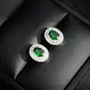 Pendientes Retro Europeos y Americanos Transfronterizos Retro Creativos Ovalados para Mujer con Circonita Azul Verde Venta Directa de Fábrica E667