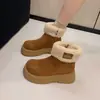 Botas de Nieve Forradas de Piel 2026 Estilo Coreano de Moda para Mujer Venta Caliente de Invierno Botines Cortos con Felpa Suela Gruesa Botas de Algodón Ligeras
